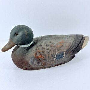 VTG Carry-Lite Mallard Duck Decoy 1940s-50s Milwaukee Pulp Paper Mache Distress
